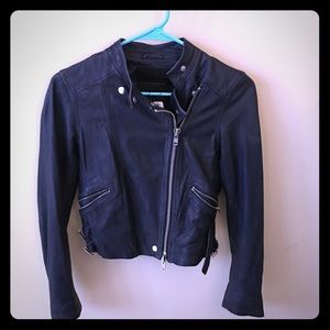 Club Monica new navy leather jacket